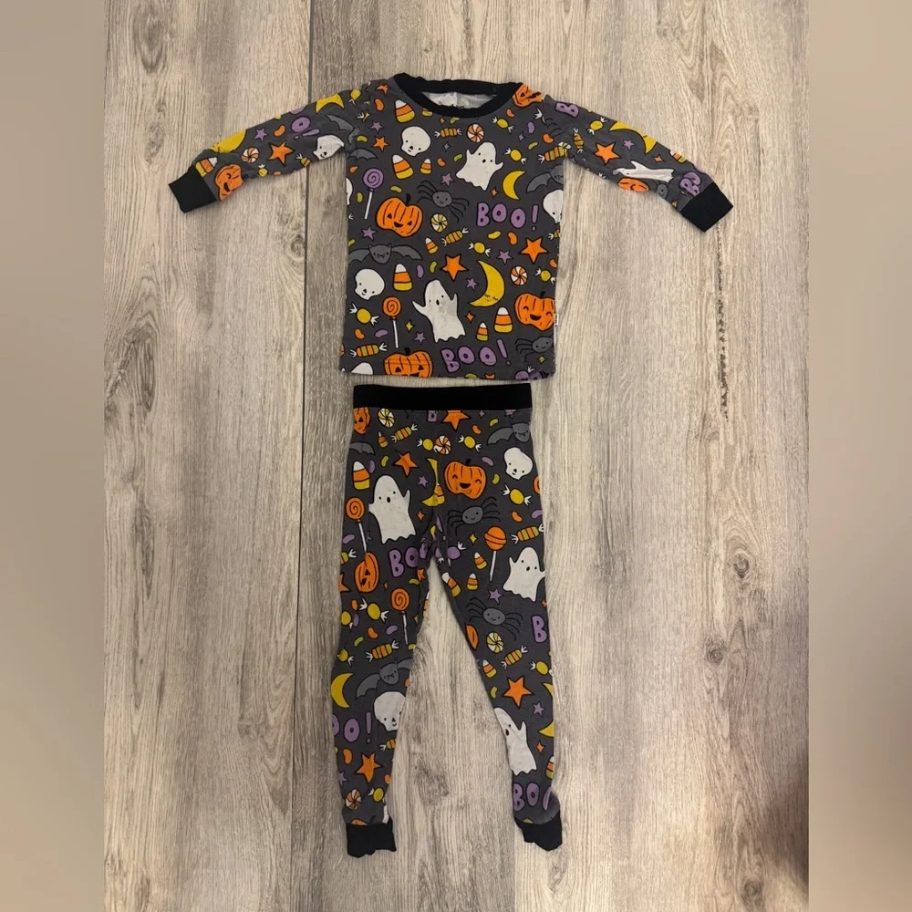 Little Sleepies Halloween Ghost Pajama Set - Black, Orange, White, Purple